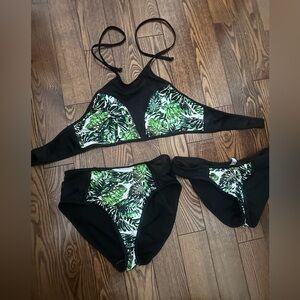 Tropical Leaf Print Bikini Set
